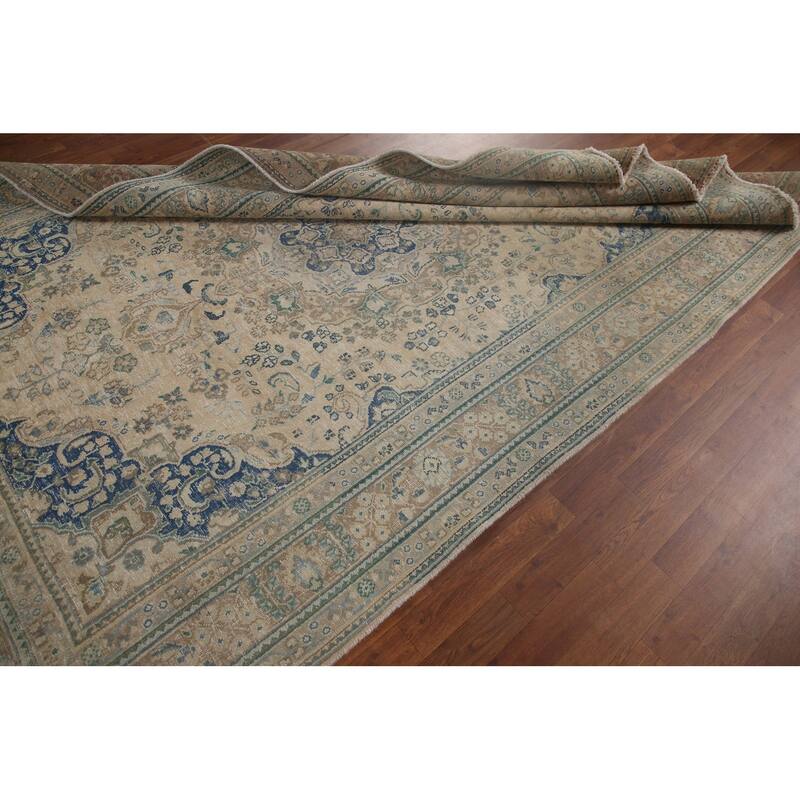 Antique Traditional Distressed Tabriz Persian Rug Handmade Wool Carpet - 6'3" x 9'9"