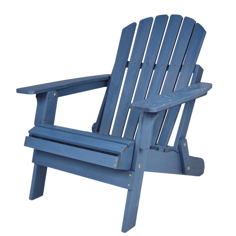 Oversize Wooden Outdoor Folding Adirondack Chair With Pre-Assembled Backrest & Seatboard