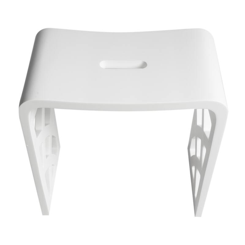 Designer White Matte Solid Surface Resin Bathroom / Shower Stool