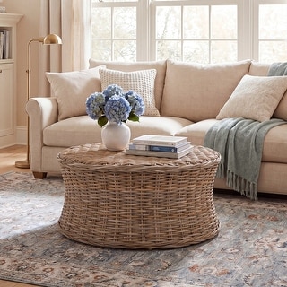 SAFAVIEH Ruxton Dark Brown Wicker Ottoman - On Sale - Bed Bath