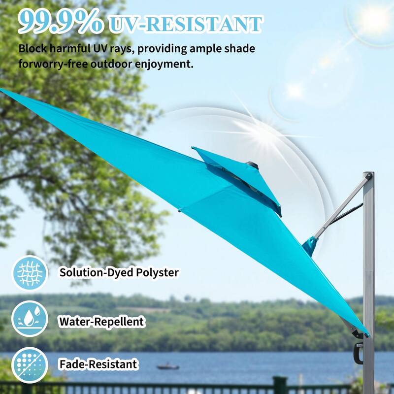 Aluminum Patio Umbrella - 360° Rotation, Hydraulic Lift