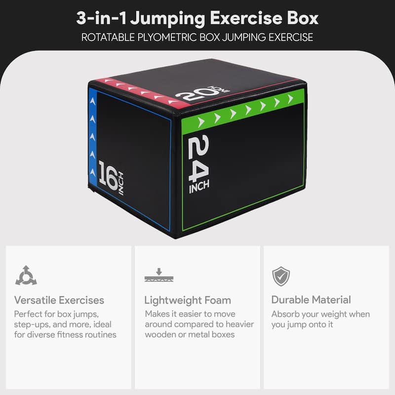 BalanceFrom Fitness 60 Pound Versatile 3-in-1 Plyometric Jumping Exercise Box