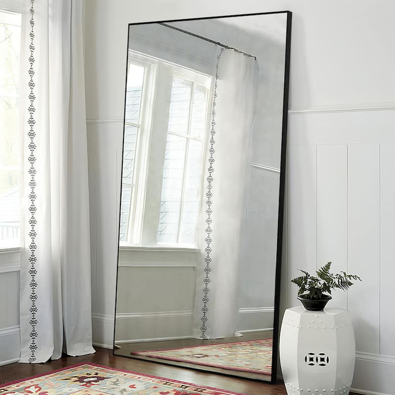 Simple Oversized Thin Aluminum Alloy Modern Full Length Mirror - Black