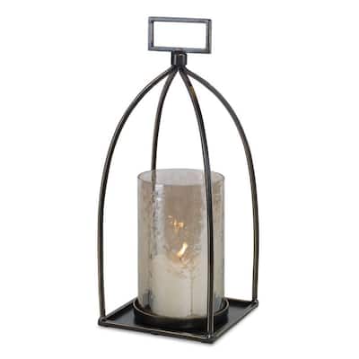Uttermost 17912 Riad Glass and Iron Table Pillar Candle Holder