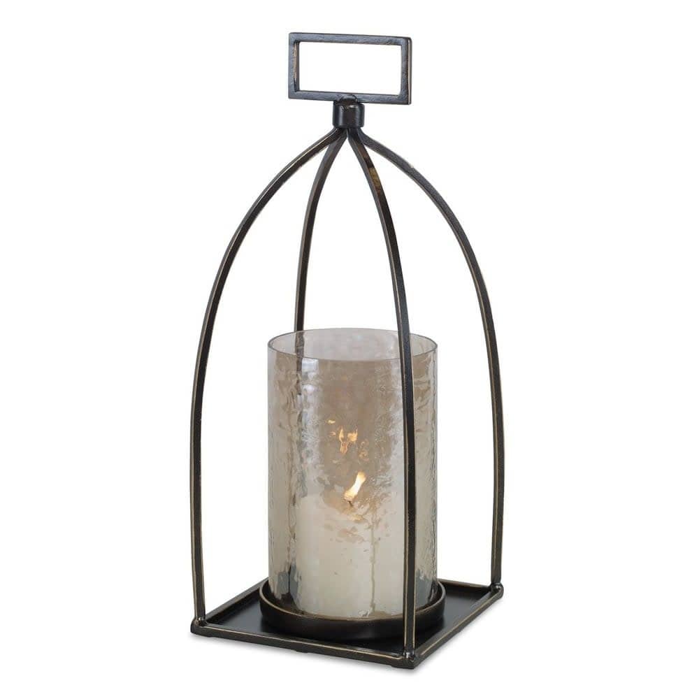 Uttermost 17912 Riad Glass and Iron Table Pillar Candle Holder