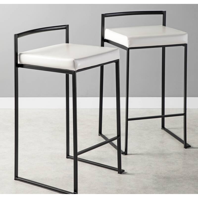 Porch & Den Forrest Black Stackable Fully Welded Counter Stool (Set of 3)