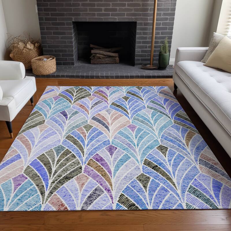 Premium Washable Super Soft Chic Mosaic Mayfield Rug - Blue - 9' x 12'