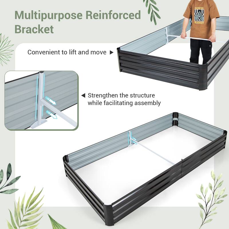 Gymax 8 x 4 x 1 ft Large Outdoor Metal Planter Box for Vegetable Fruit