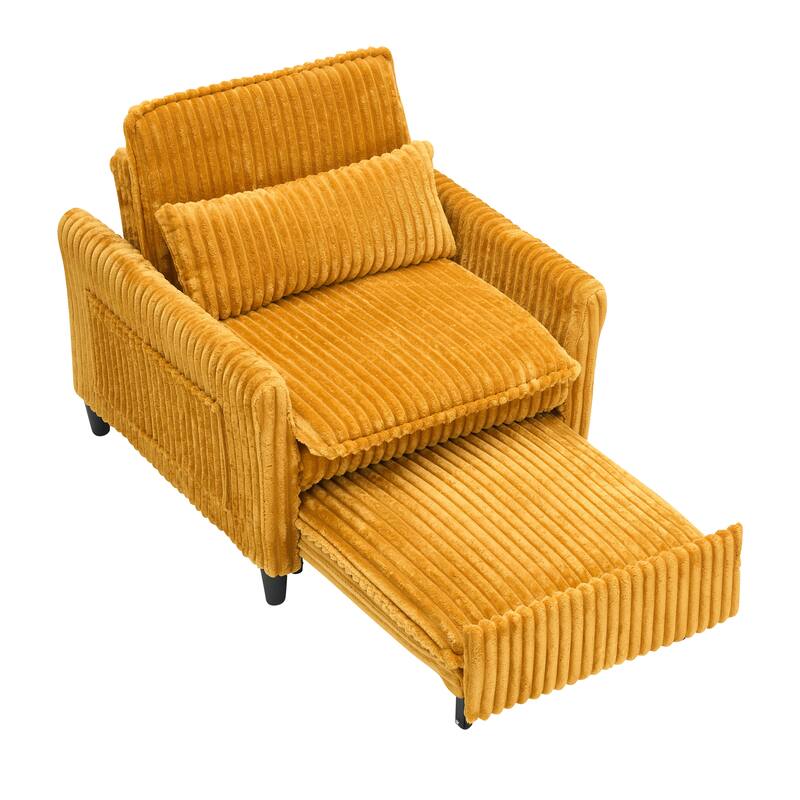 Corduroy Accent Chair Convertible Chaise Lounge, Single Sofa Chair Lounge Chair Pull-out Sleeper Sofa Bed