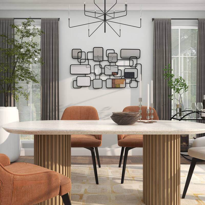 CosmoLiving by Cosmopolitan Artistic Black Metal Geometric Wall Mirror