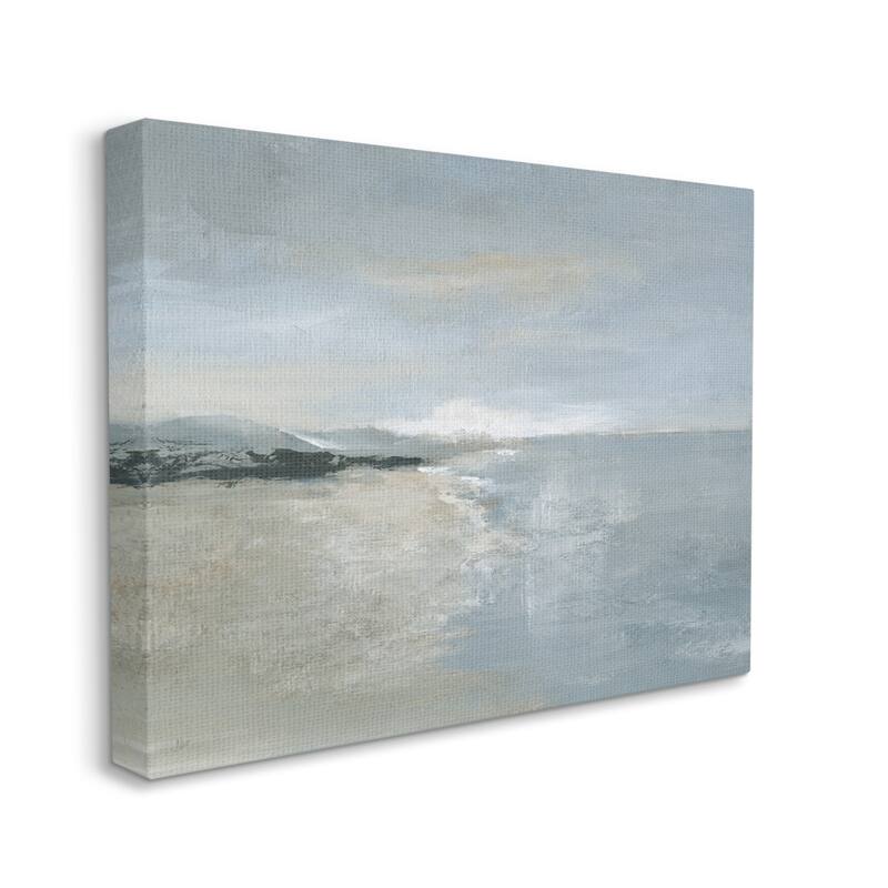 Stupell Murky Sky Beach Coast Abstract Landscape Cloudy Horizon Canvas Wall Art - Blue