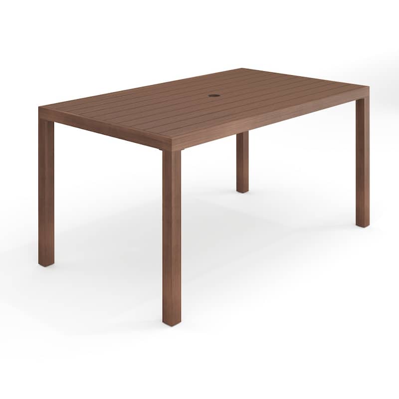 Martha Stewart 62" All-Weather Patio Dining Table with Umbrella Hole - 62"D x 35"W x 30"H - Brown