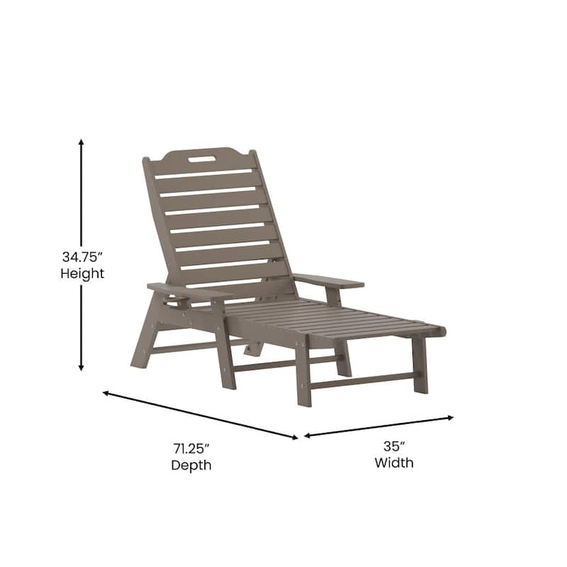 Set of 2 Outdoor Adjustable Lounge Chairs with Cupholders