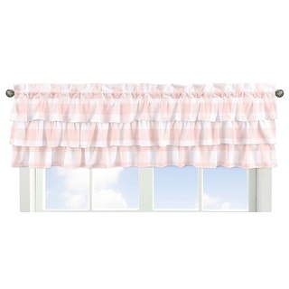 Pink Buffalo Plaid Check Window Curtain Valance - Blush White Shabby Chic Woodland Rustic Country Farmhouse Tiered Ruffled