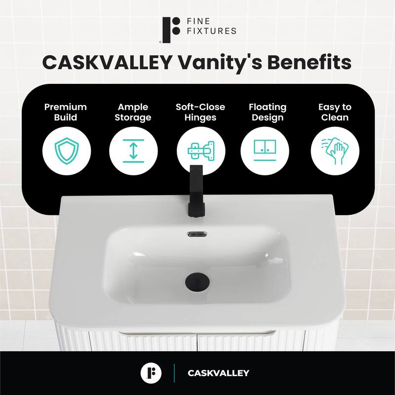 Caskvalley Modern Bathroom Vanity with Straight Fluted Design - Sink Included