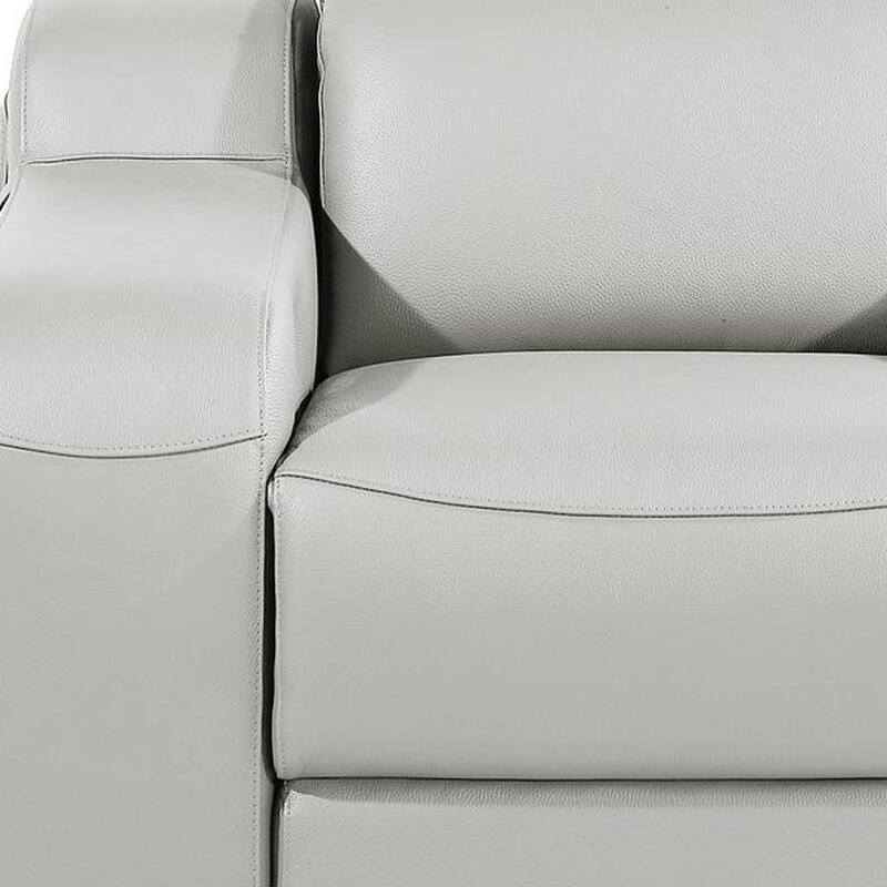 HomeRoots 41" Light Gray Italian Leather Wall Hugger Recliner With USB