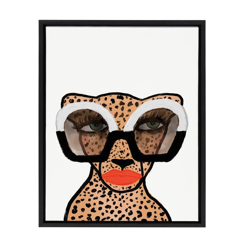 Kate and Laurel Sylvie Cheetah 4 Framed Canvas By Kendra Dandy - 18x24 - Plastic - Black