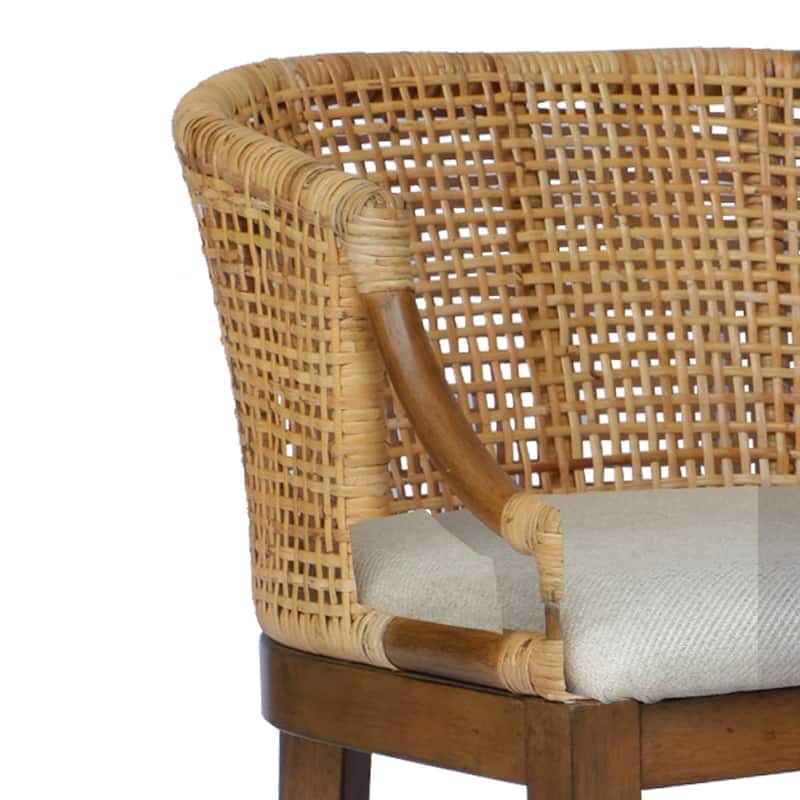 Martha Stewart Playa Handcrafted Rattan & Wood Counter Stool 25" H