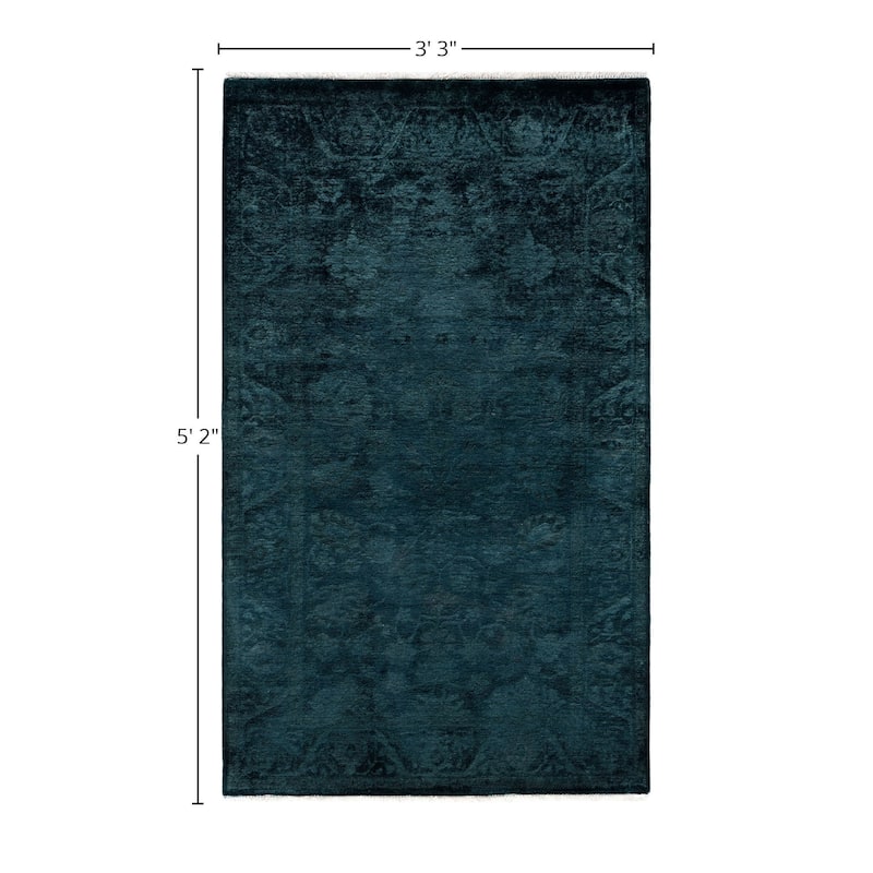 Overdyed One-of-a-Kind Hand-Knotted Area Rug - Green - 3' 3" x 5' 2"