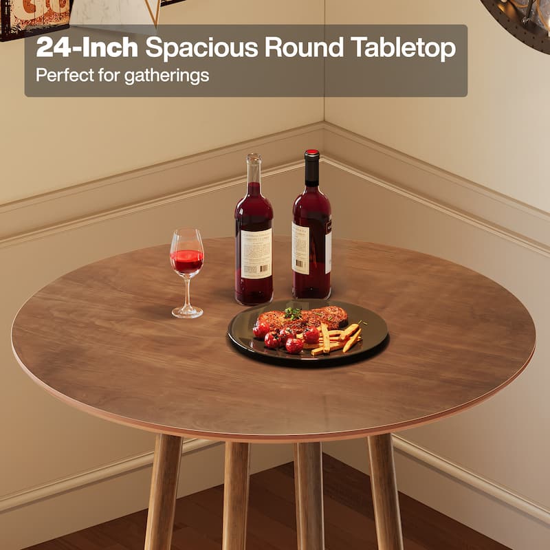 Solid Wood Round Bar Table with Sturdy Frame