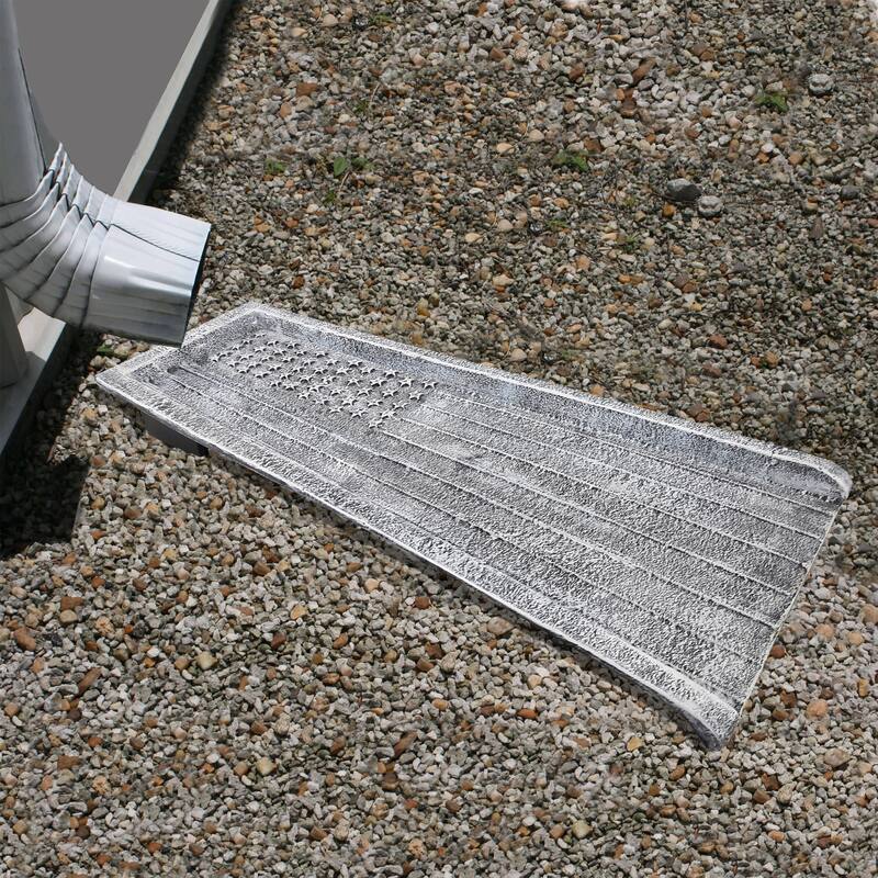 USA Patriotic Flag Cast Aluminum Downspout Gutter 24 in. Splash Block - White