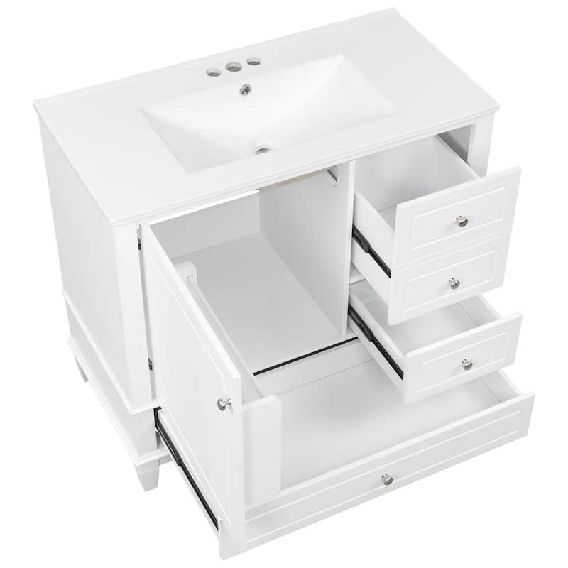GDFStudio - Isabella 36-Inch Freestanding Bathroom Vanity with Ceramic Sink and Ample Storage Solutions