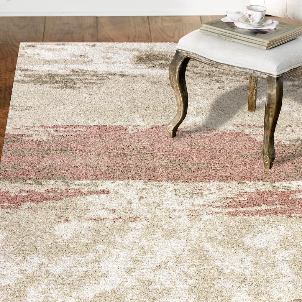 Sevita Ivory/Blush Abstract Area Rug