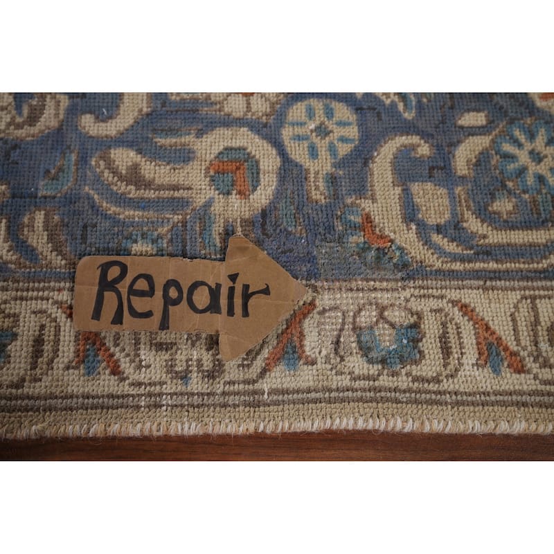 Blue Tabriz Persian Vintage Area Rug Handmade Wool Carpet - 9'9" x 12'9"