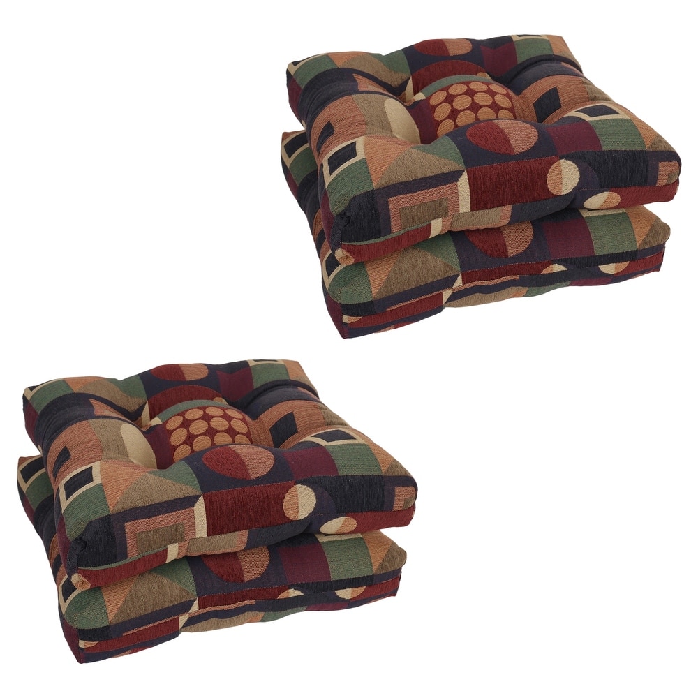 19-inch Square Jacquard Chenille Tufted Dining Chair Cushion - 19 x 19