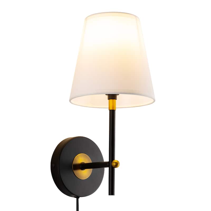 CO-Z 1-Light Wall Sconce Bathroom Vanity Light w White Fabric Shade