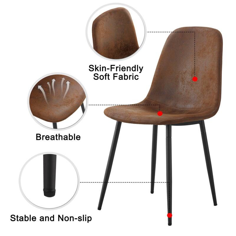 Set of 6 Dining Chairs Cushioned Side Chairs with Soft Linen Fabric