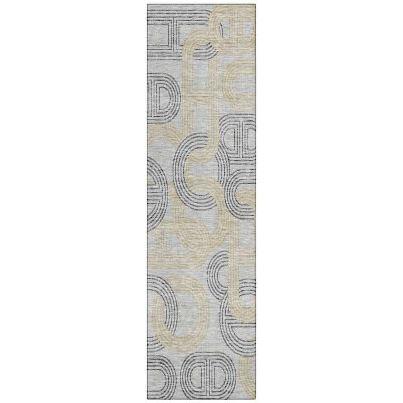 Machine Washable Indoor/ Outdoor Contemporary Geo Chantille Rug