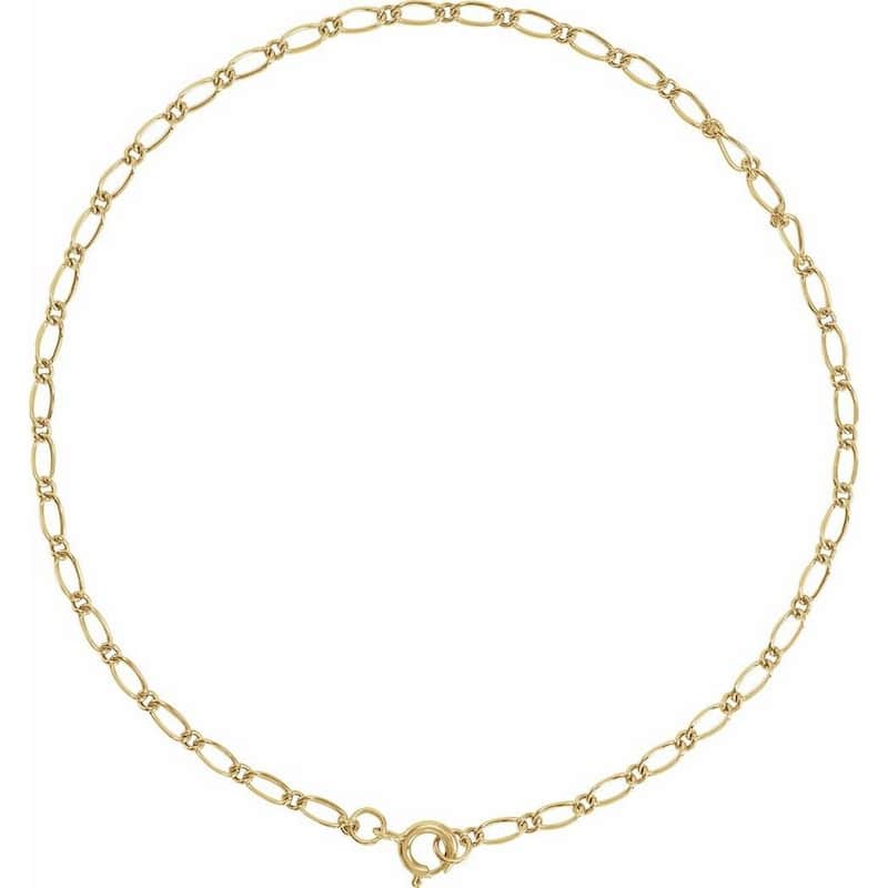 Curata 14k Yellow Gold 7" 1.5mm Figaro Chain Bracelet