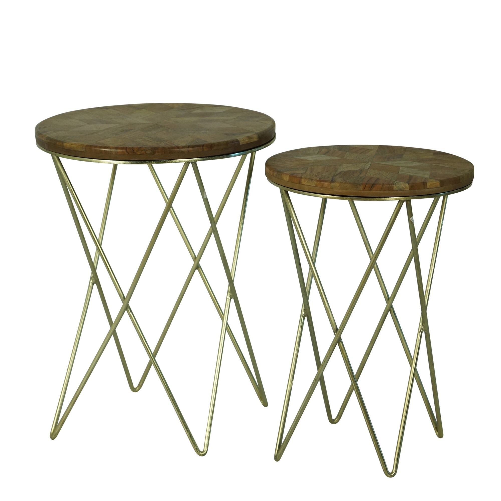 Shop Sagebrook Home 13751 Metal Wood Accent Tables Brown Iron Mangowood 18 X 18 X 24 Inches Set Of 2 On Sale Overstock 21356283