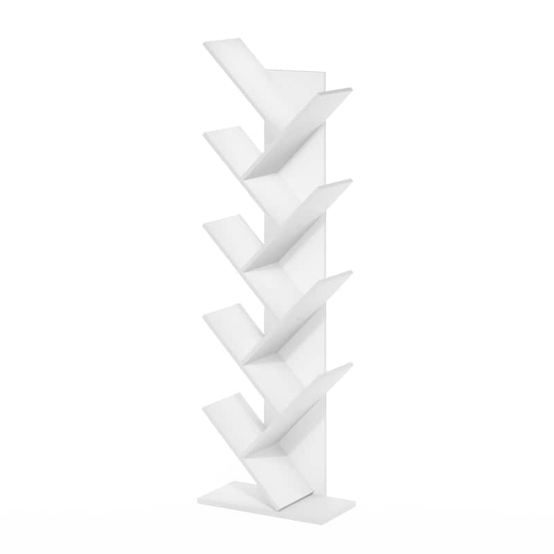 50.9 in. Tall White Wood 9-Shelf Bookcase