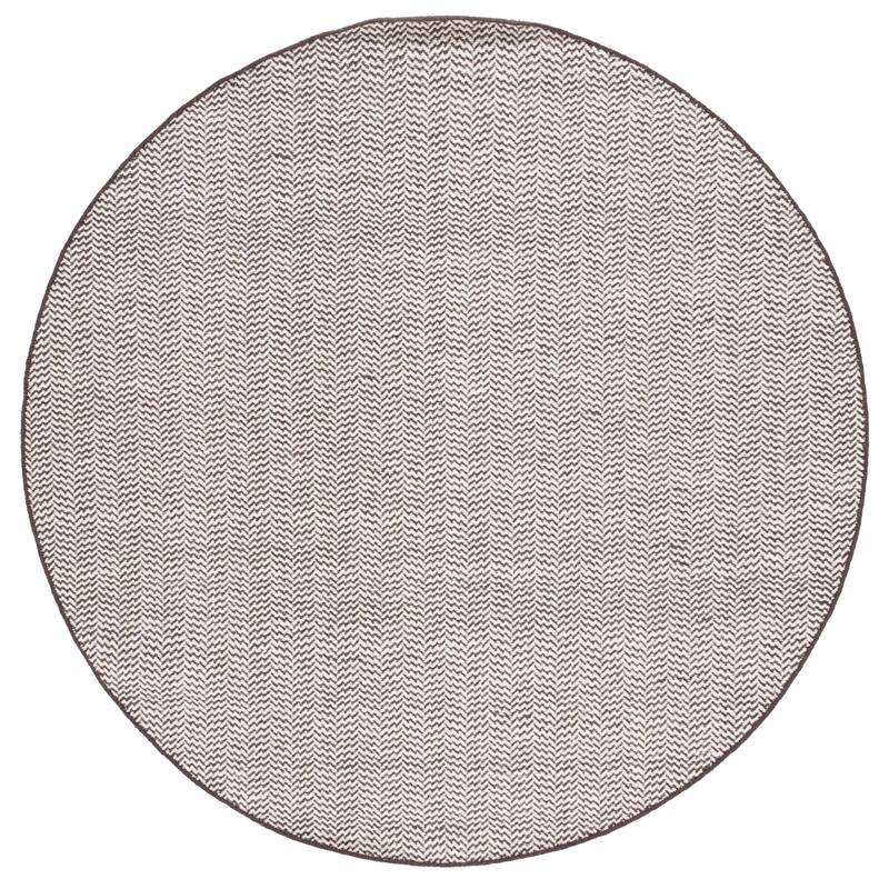 SAFAVIEH Handmade Vermont Windy Wool Rug - 6' Round - Brown/Ivory