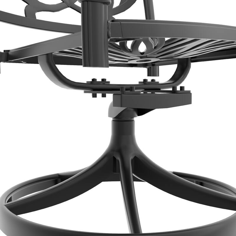 5-Piece Outdoor Patio Dining Set, Patio Furniture Set, 4 Swivel Chairs with Cushion, Round Table with Umbrella Hole