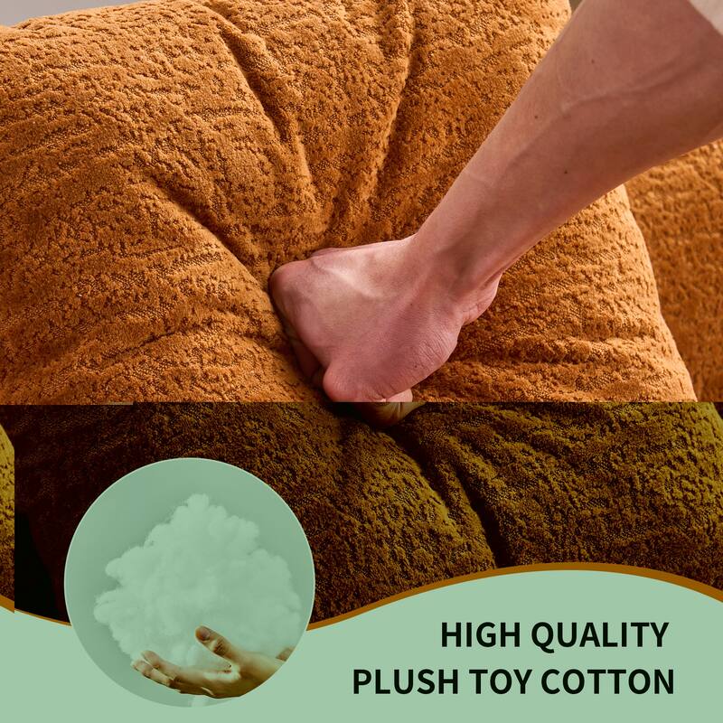 Full Compression Sponge Chenille Curved Sleeper Sofa Couch with 4 Pillows