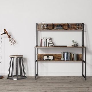 Ctex Table CTEX Industrial Computer Desk Study Table with Desktop Storage Shelves ...