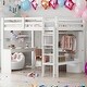 preview thumbnail 13 of 20, Wood Frame Full Size Loft Bed with L-shaped Desk,Wardrobe and Storage Shelves