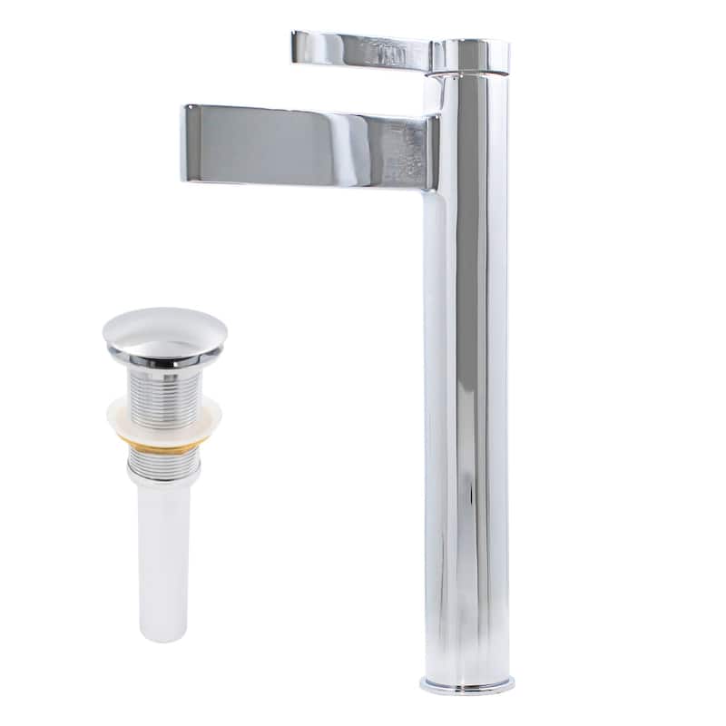 Novatto PHIA Single Lever Modern Vessel Faucet with Pop-up in Matte Black