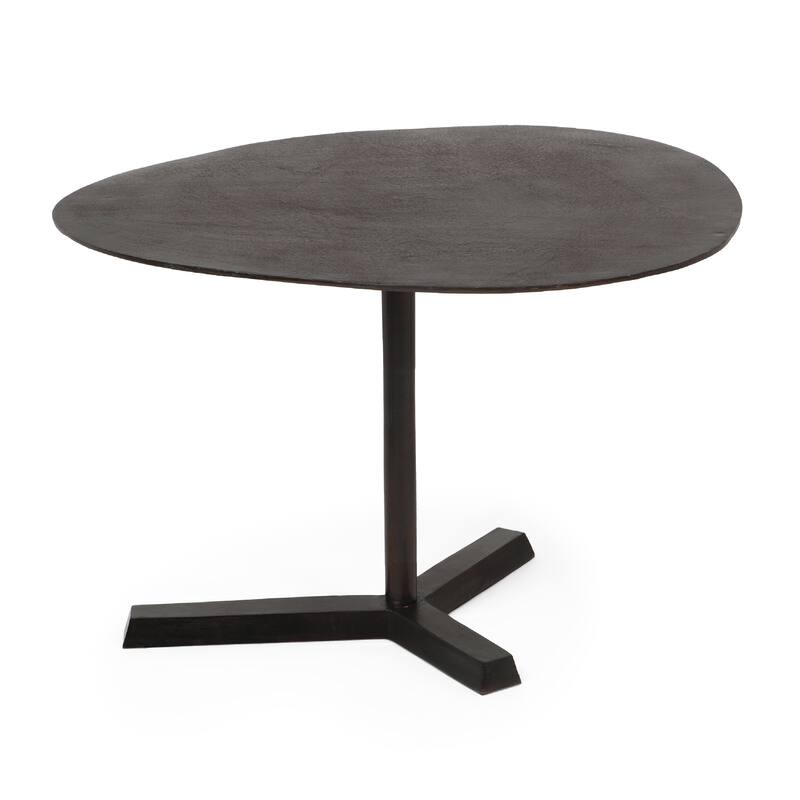 Eli Side End Table, 27 Inch Elliptical Top, Aluminium Tripod Base