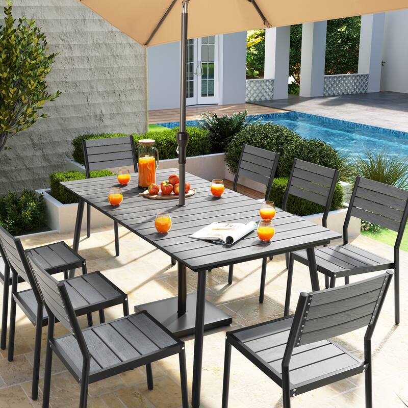 VredHom 7/9-Piece Outdoor Patio Dining Set with Stackable Chairs
