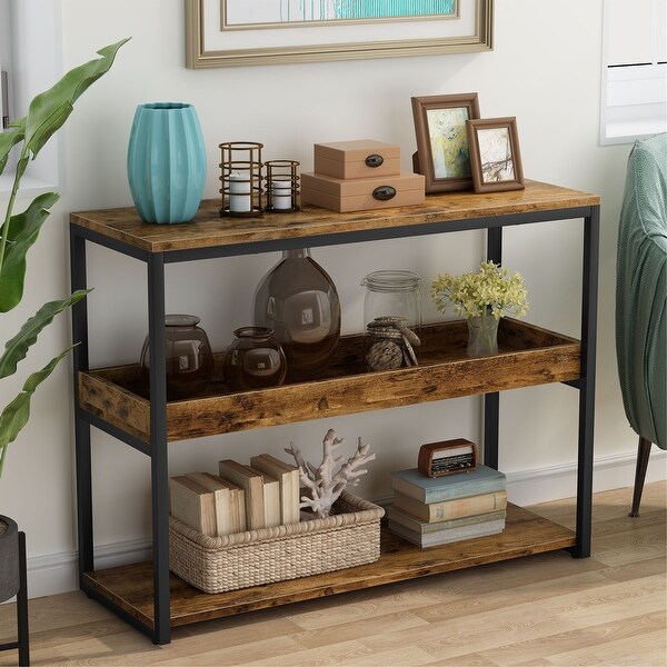 Corner Console Table Side/End Table Shelf Plant Stand Storage Entryway Furniture 
