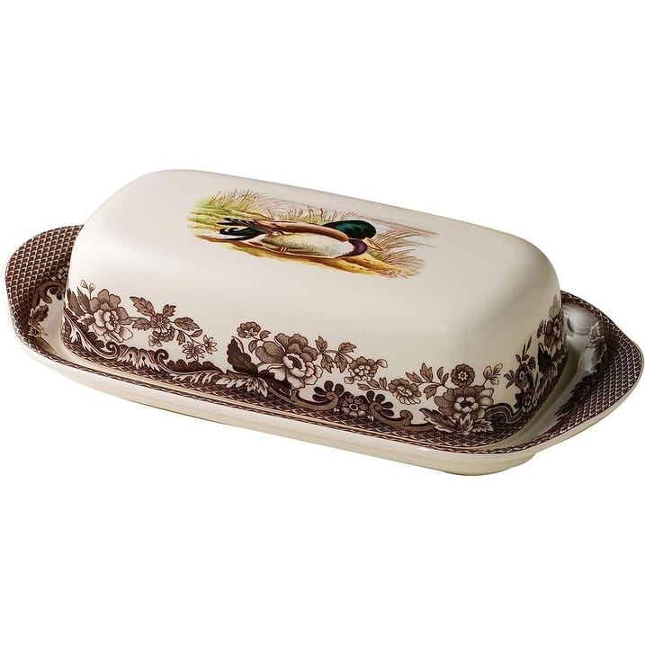 Spode Woodland Covered Butter Dish - 8 in by 4 in