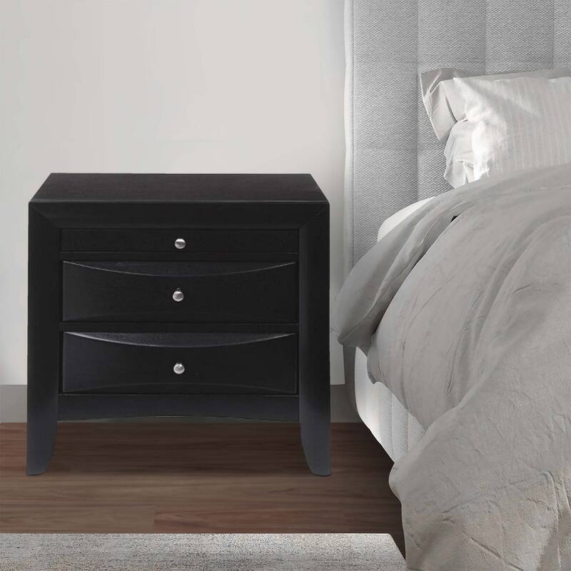 Contemporary 2 Drawer Wood Nightstand By Ireland , Black