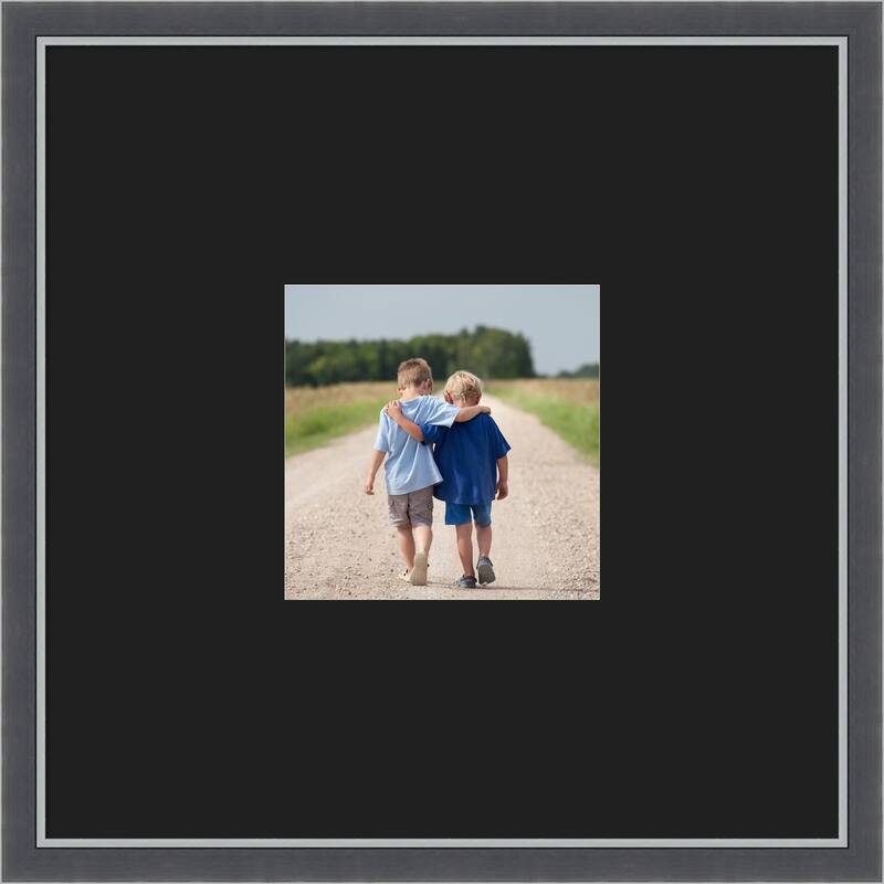 Eva Black Silver Thin Framed Picture Frame, Photo Frame - 20x20 Matted Black 8x8