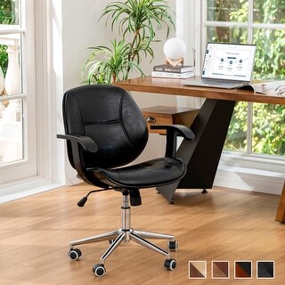 Glitzhome 38"H Leatherette Adjustable Swivel Desk Office Chair with Armrest