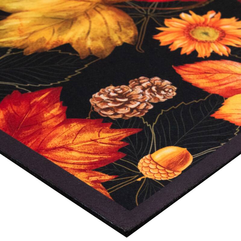 Maple Leaves and Sunflowers Welcome Fall Harvest Outdoor Doormat - 17.75" x 29.5"