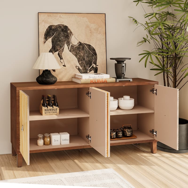 Accent Cabinet 4 Door Storage Cabinet Dining Sideboard